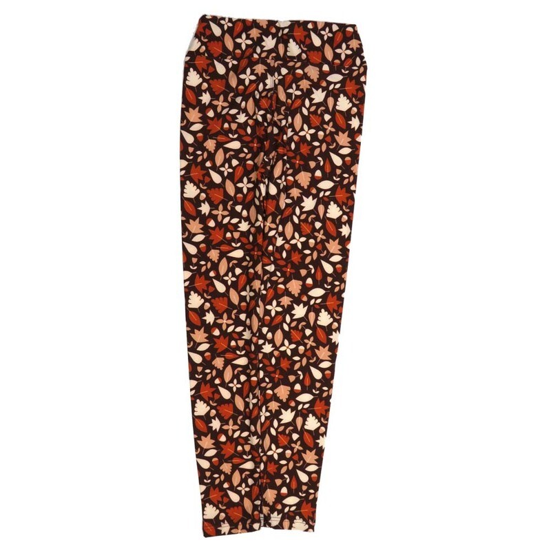LuLaRoe Tween Christmas Holiday Acorns Oak Leaves Pine Cones Black Red Green White Leggings fits Adult sizes 00-0 TWEEN-3402-ZD