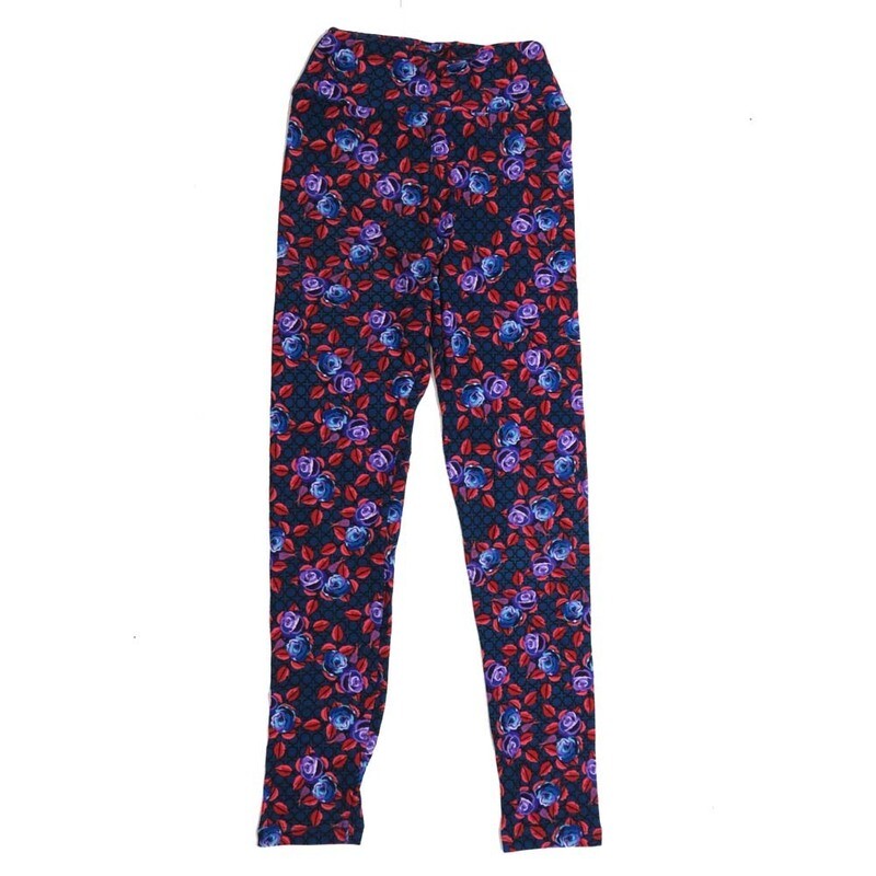 LuLaRoe Tween Roses Checkerboard Leggings fits Adult sizes 00-0 TWEEN-3392-G