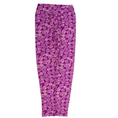 LuLaRoe Tween Roses Purple Pink blue Leggings fits Adult sizes 00-0 TWEEN-3401-ZC