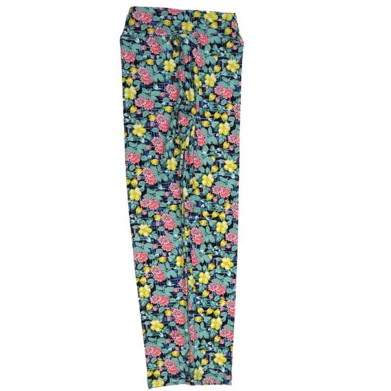 LuLaRoe Tween Daisies Petunias Blue Yellow White Pink Leggings fits Adult sizes 00-0 TWEEN-3401-ZB
