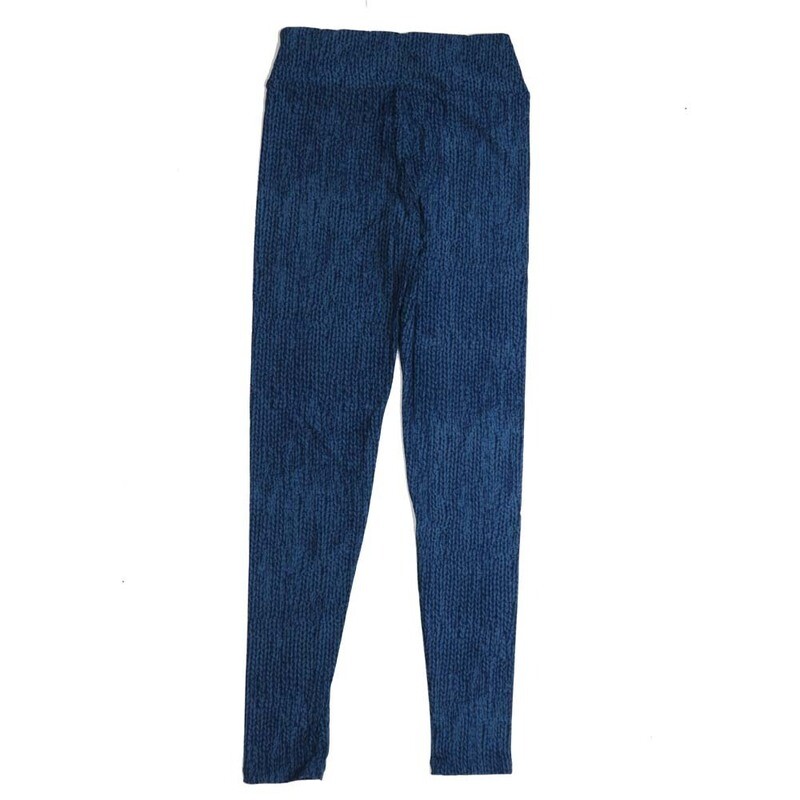 LuLaRoe Tween Twisted Rope Herringbone Stripe Royal Smoky Blue Leggings fits Adult sizes 00-0 TWEEN-3391-H2