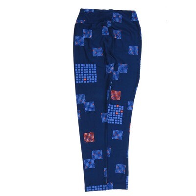 LuLaRoe One Size OS Polka Dot Squares Blue on Blue OS-4422-I2 Buttery Soft Womens Leggings fits Adults 2-10