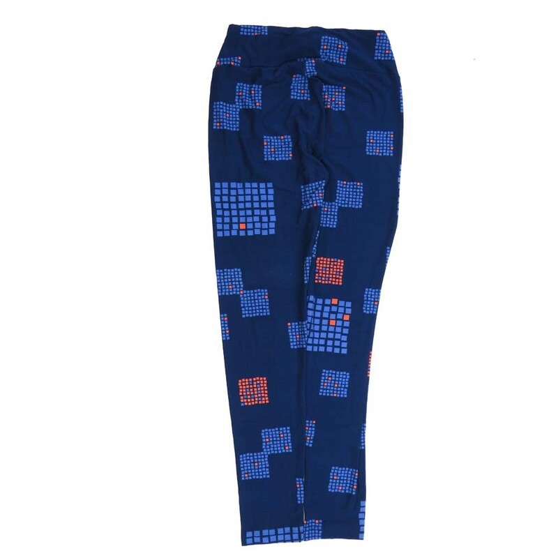 LuLaRoe One Size OS Polka Dot Squares Blue on Blue OS-4422-I2  Buttery Soft Womens Leggings fits Adults 2-10