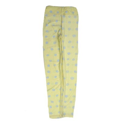 LuLaRoe Tween Polka Dot Swirls Light Pale Yellow Blue Leggings fits Adult sizes 00-0 TWEEN-3400-P