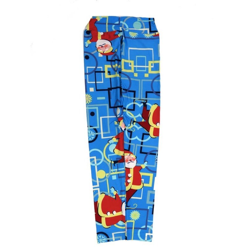 LuLaRoe Tween Christmas Holiday Santa Claus Skating Squares Circles Blue Gray Red White Green Leggings fits Adult sizes 00-0 TWEEN-3400-D