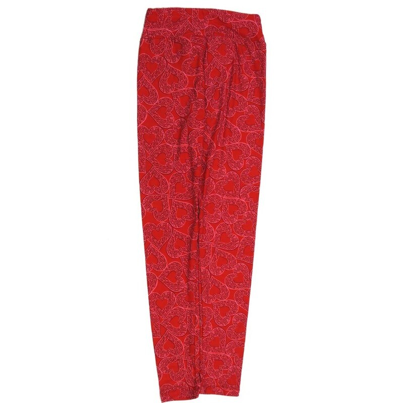 LuLaRoe Tween Valentines Hearts in Hearts Red Pink Leggings fits Adult sizes 00-0 TWEEN-3401-Q