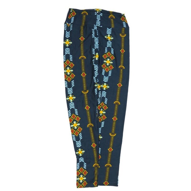 LuLaRoe One Size OS Stripes Blue White Yellow OS-4427-H  Buttery Soft Womens Leggings fits Adults 2-10