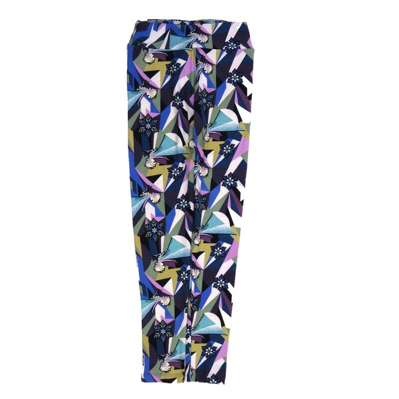LuLaRoe Tween Disney Elsa Snowflakes From Frozen Multicolor Geometric Leggings fits Adult sizes 00-0 TWEEN-3400-ZA