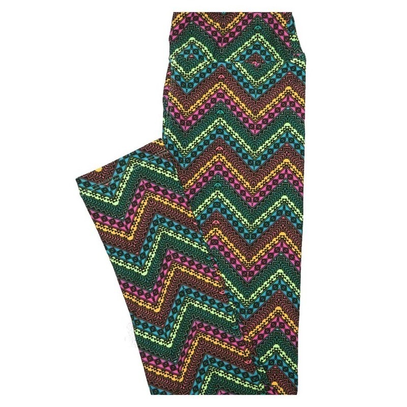 LuLaRoe Tween Zig Zag Stripe Leggings fits Adult Adult Sizes 00-0