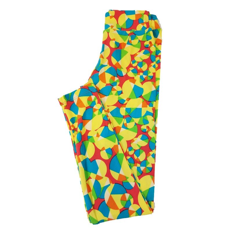 LuLaRoe Tween Red Teal Yellow Polka Dot Leggings fits Adult Adult Sizes 00-0