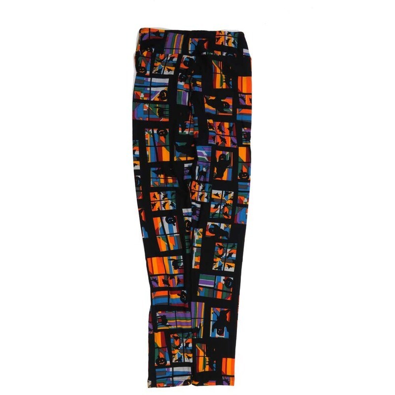 LuLaRoe Tween Halloween Ghosts Black Cats Bats JackoLanterns Black Blue Orange Leggings fits Adult sizes 00-0 TWEEN-3400-N2