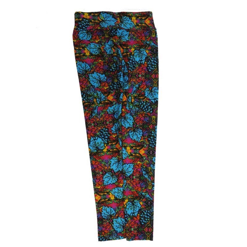 LuLaRoe One Size OS Grapes Leaves Blue Purple Yellow Green OS-4425-ZB  Buttery Soft Womens Leggings fits Adults 2-10
