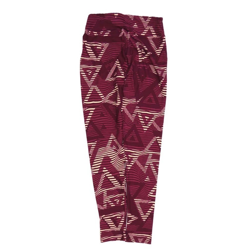 LuLaRoe One Size OS Stripes Traingles Magenta White Black OS-4427-E  Buttery Soft Womens Leggings fits Adults 2-10