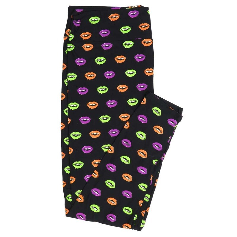 LuLaRoe TCTWO TC2 Halloween Vampire Lips Fangs Mouth Black Yellow Red Green Purple 9050-ZK Buttery Soft Leggings fits Adult Women sizes 18+ LuLaRoe TCTWO TC2 Halloween Vampire Lips Fangs Mouth Black Yellow Red Green Purple 9050-ZK Buttery Soft Leggings fits Adult Women sizes 18+