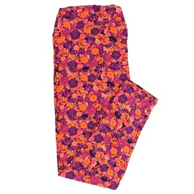 LuLaRoe TCTWO TC2 Floral Carnations Peonies Roses 9053-ZB Buttery Soft Leggings fits Adult Women sizes 18+