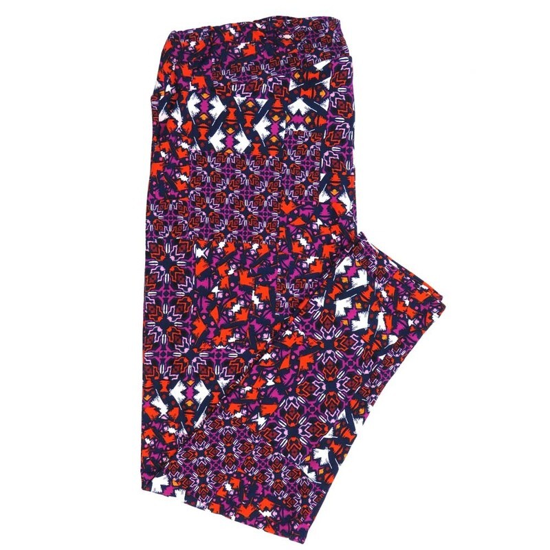 LuLaRoe TCTWO TC2 Geometric 70s Trippy Mandala Red White Blue 9050-ZB Buttery Soft Leggings fits Adult Women sizes 18+