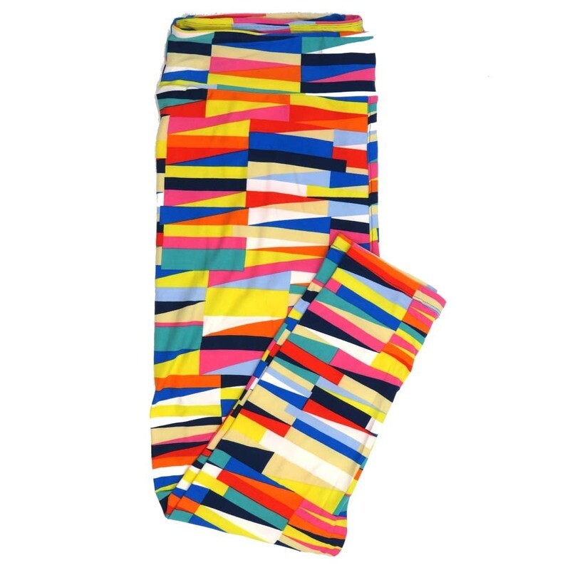 LuLaRoe TCTWO TC2 Geometric 3D Yellow Blue Red Gray White Green 9050-ZC Buttery Soft Leggings fits Adult Women sizes 18+