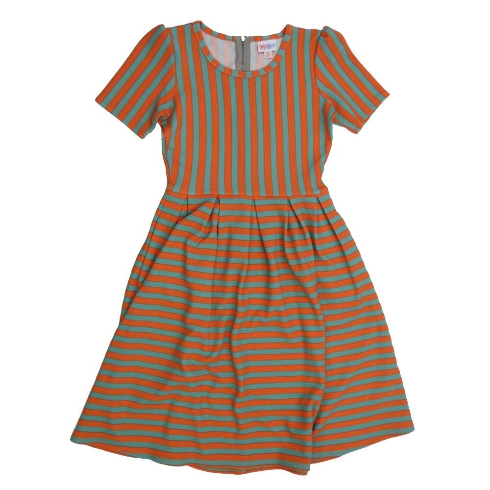 LulaRoe AMELIA b X-Small XS Striped AMELIA-B-XS-207 Full Skirt Pleated Hidden Pocket Dress XS fits Women sizes 2-4