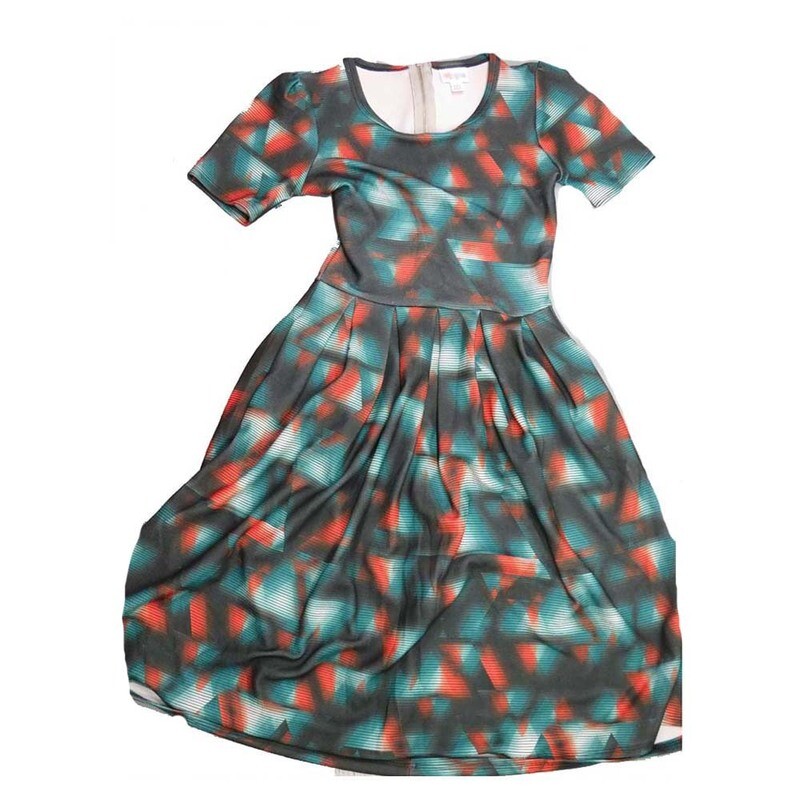 LulaRoe AMELIA a XX-Small Geometric Hombre Stripe AMELIA-A-XXS-211 Full Skirt Pleated Hidden Pocket Dress XXS fits Women sizes 00-0