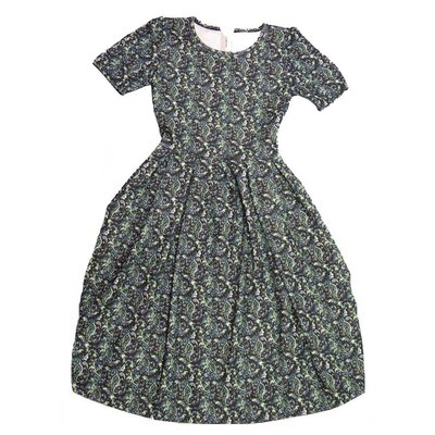 LulaRoe AMELIA a XX-Small Floral Paisley AMELIA-A-XXS-202 Full Skirt Pleated Hidden Pocket Dress XXS fits Women sizes 00-0