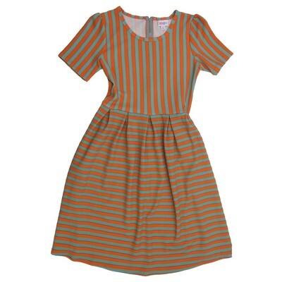 LulaRoe AMELIA d Medium M Two Tone Stripe AMELIA-D-M-205 Full Skirt Pleated Hidden Pocket Dress M fits Women sizes 10-12