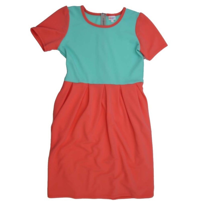 LulaRoe AMELIA f X-Large XL Solid Two Tone Pink AMELIA-F-XL-200 Full Skirt Pleated Hidden Pocket Dress XL fits Women sizes 18-20