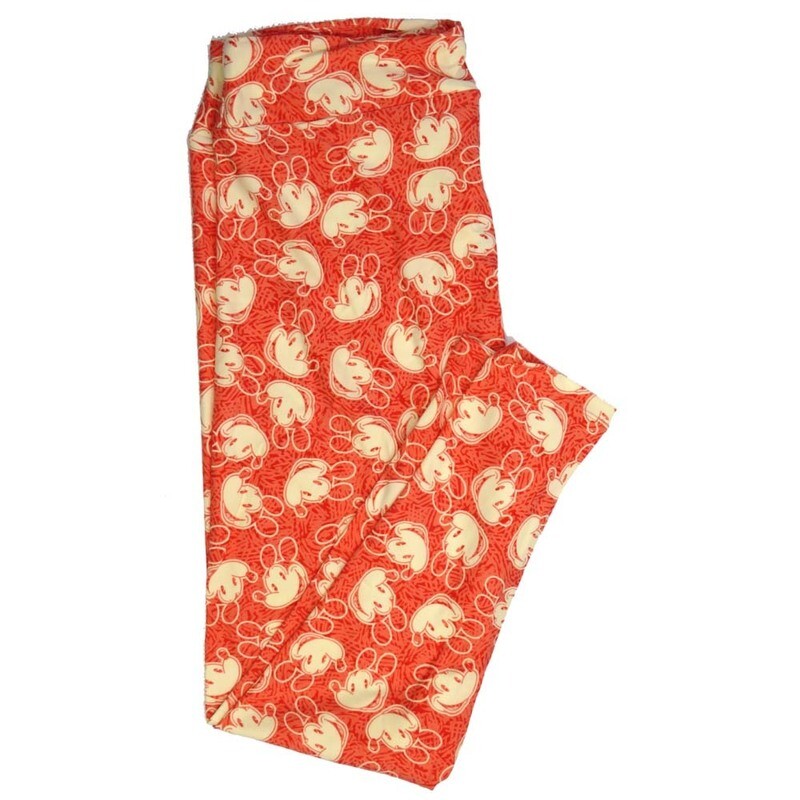 LuLaRoe TCTWO TC2 Disney Mickey Mouse Old School Orange Geometric 9053-ZS Buttery Soft Leggings fits Adult Women sizes 18+