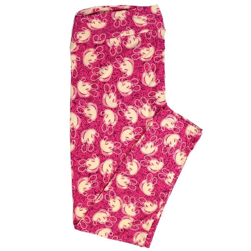 LuLaRoe TCTWO TC2 Disney Mickey Mouse Old School Fuchsia Off White 9053-ZO2 Buttery Soft Leggings fits Adult Women sizes 18+