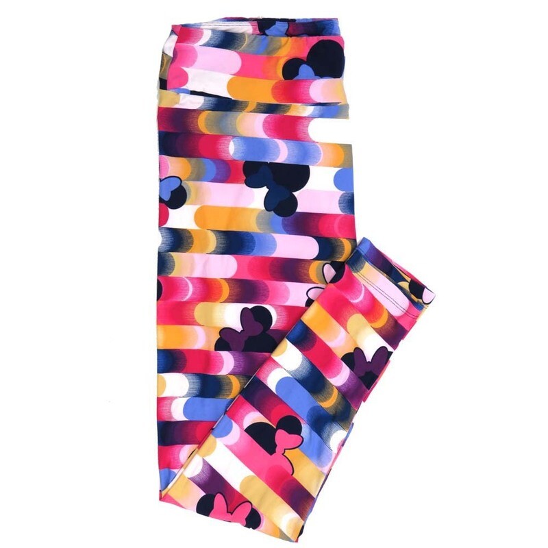 LuLaRoe TCTWO TC2 Minnie Mouse Stripe Zooming Rainbow 9053-ZN Buttery Soft Leggings fits Adult Women sizes 18+