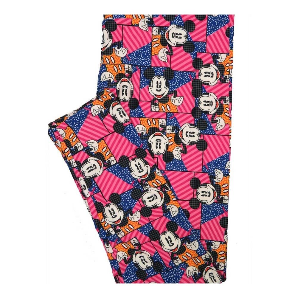 LuLaRoe Tall Curvy TC Disney Mickey Mouse Posing Stripes Flag Buttery Soft Leggings fits Women 12-18