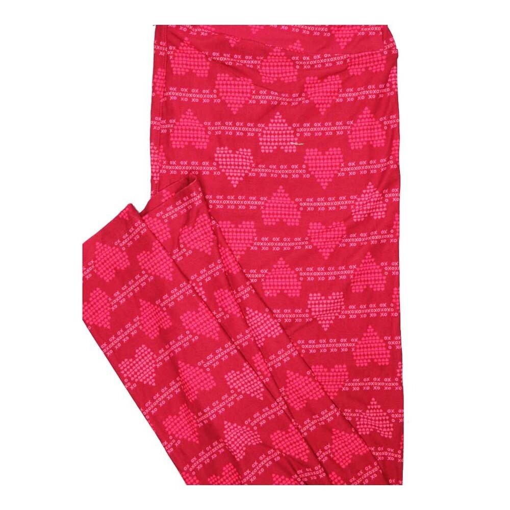 LuLaRoe Tall Curvy TC Valentines XO's Hearts Stripes Buttery Soft Leggings fits Women 12-18