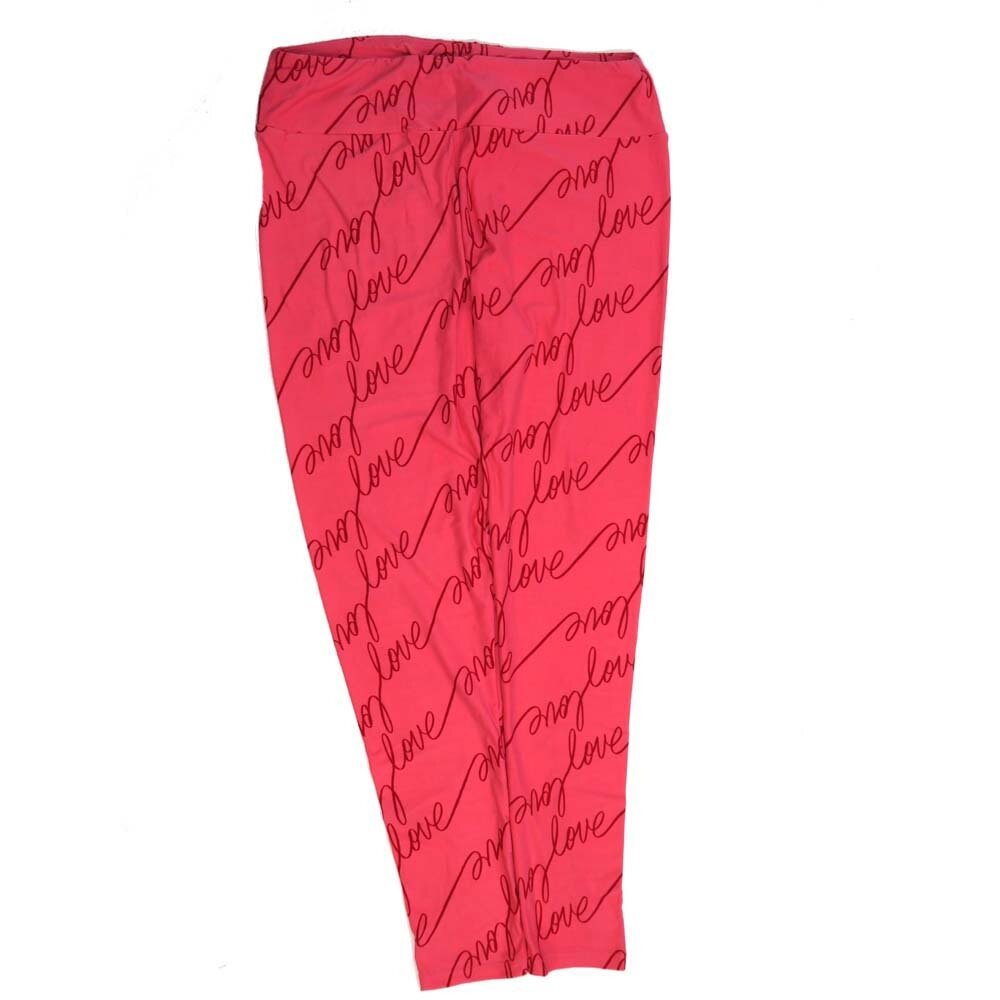 LuLaRoe Tall Curvy TC Valentines LOVE Cursive Pink Red Buttery Soft Leggings fits Adult Women sizes 12-18  7072-G