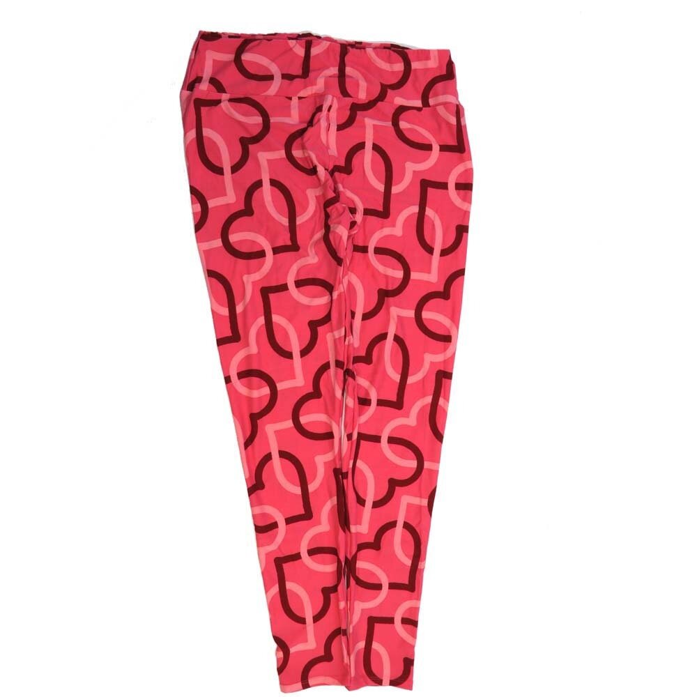 LuLaRoe Tall Curvy TC Valentines Hearts Interlinked Red Pink Buttery Soft Leggings fits Adult Women sizes 12-18  7072-R