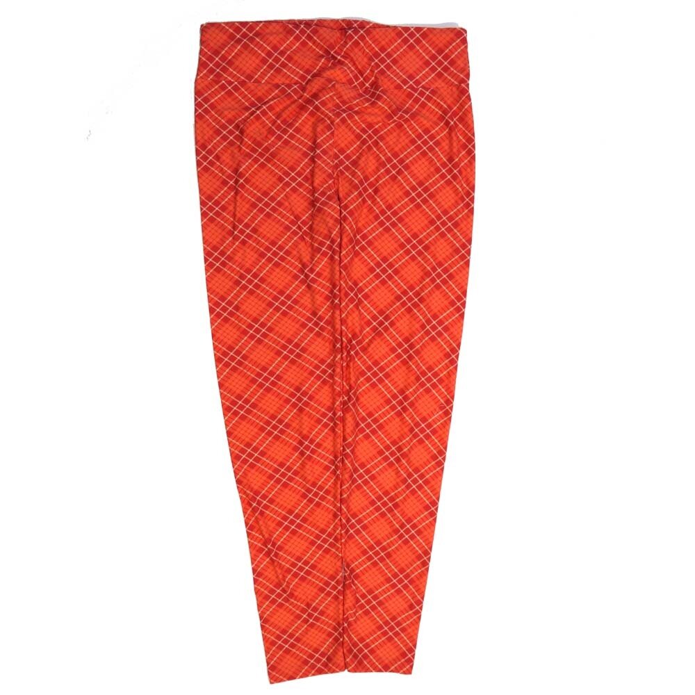 LuLaRoe Tall Curvy TC Stripe Plaid Red White Buttery Soft Leggings fits Adult Women sizes 12-18  7073-N
