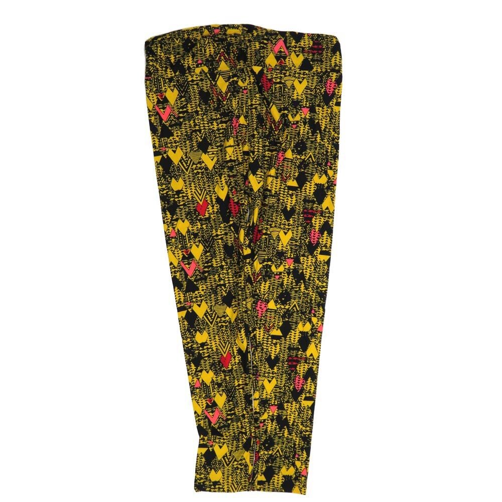 LuLaRoe Tall Curvy TC Stripe Chevrons Black Yellow Buttery Soft Leggings fits Adult Women sizes 12-18  7073-X