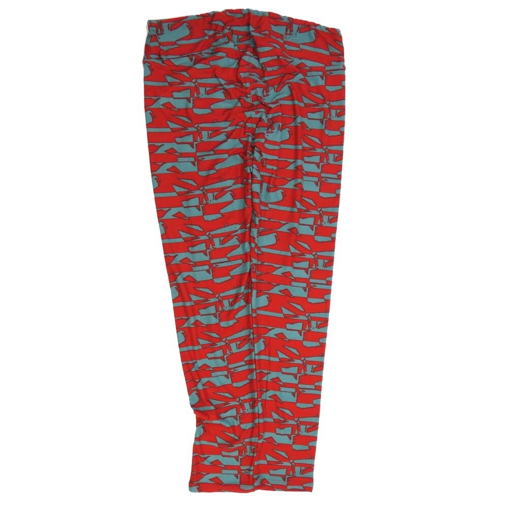 LuLaRoe Tall Curvy TC Stripe Red Gray Abstract Buttery Soft Leggings fits Adult Women sizes 12-18  7074-C