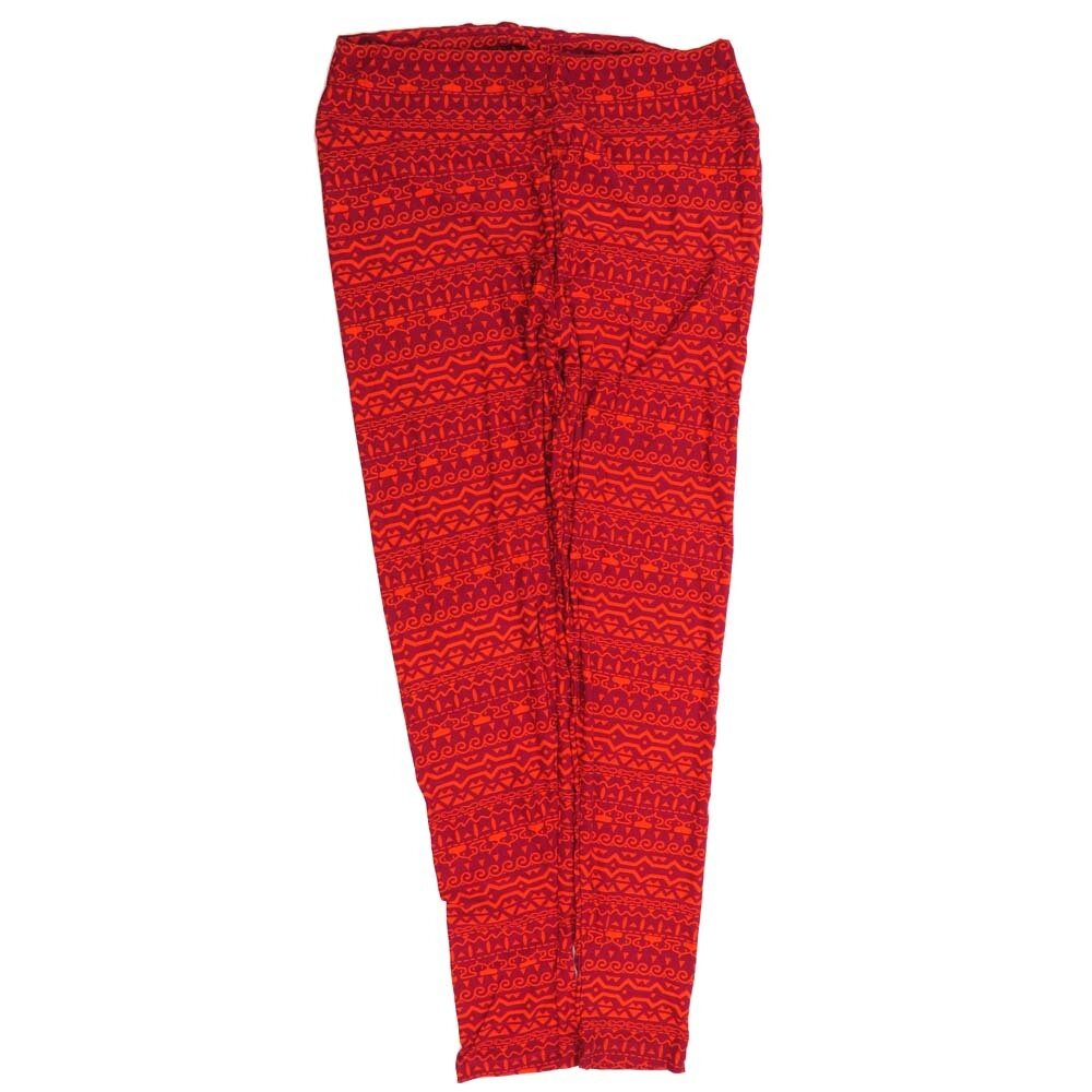 LuLaRoe Tall Curvy TC Stripe Geometric Red Buttery Soft Leggings fits Adult Women sizes 12-18  7074-D