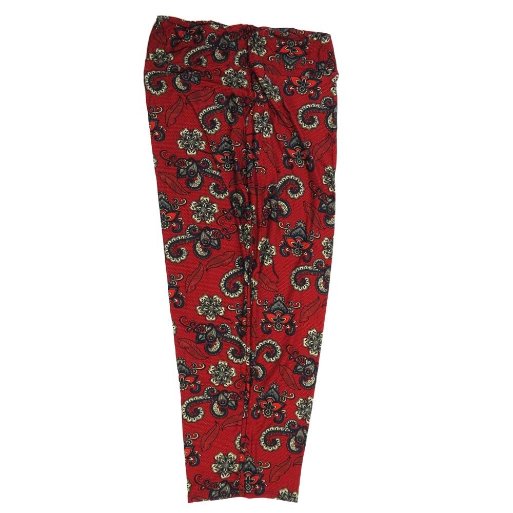 LuLaRoe Tall Curvy TC Paisley Red Black Green White Buttery Soft Leggings fits Adult Women sizes 12-18  7074-Y