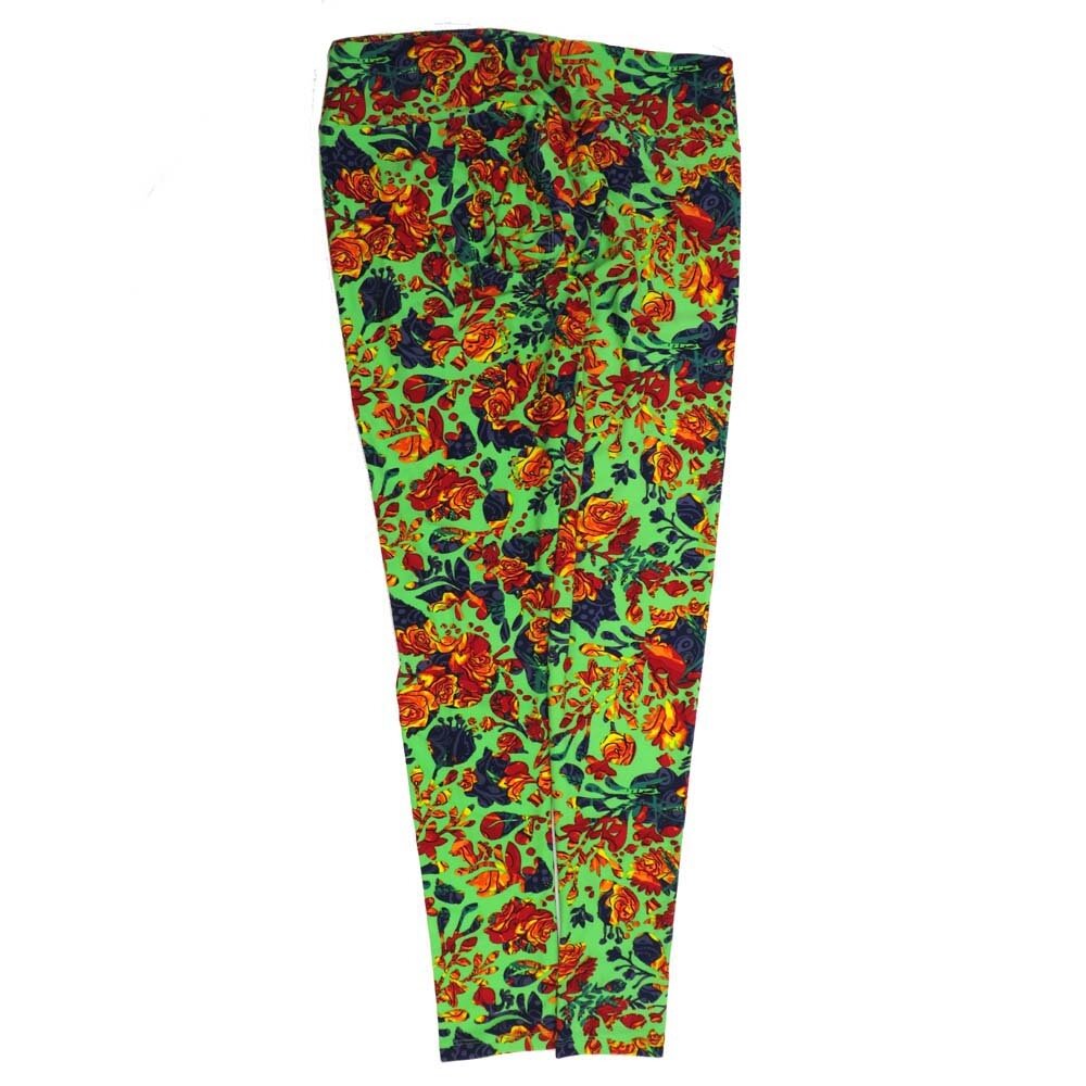 LuLaRoe Tall Curvy TC Paisley Roses Yellow Purple Blue Red Green Buttery Soft Leggings fits Adult Women sizes 12-18  7075-E