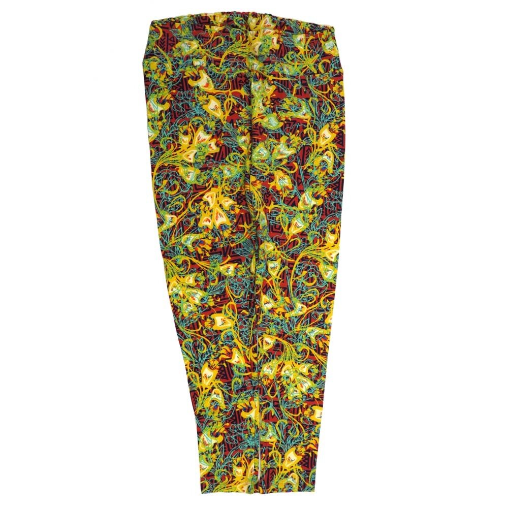 LuLaRoe Tall Curvy TC Floral Yellow Red White Black Buttery Soft Leggings fits Adult Women sizes 12-18  7075-I
