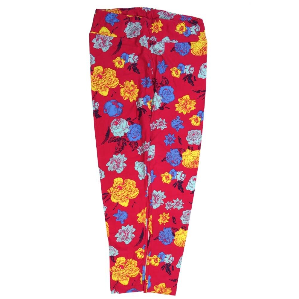 LuLaRoe Tall Curvy TC Roses Roses Carnations Red Blue White Yellow Buttery Soft Leggings fits Adult Women sizes 12-18  7076-B
