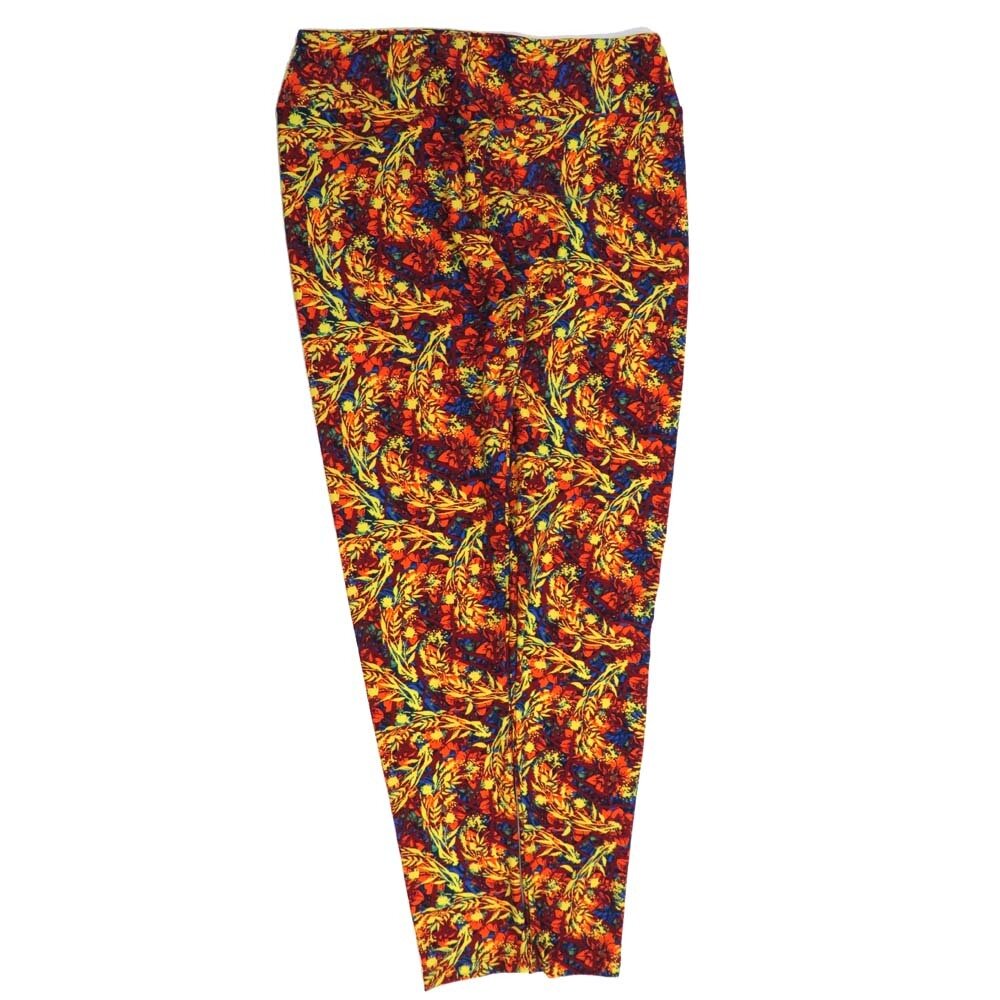 LuLaRoe Tall Curvy TC Floral Green Blue Red Buttery Soft Leggings fits Adult Women sizes 12-18  7076-C