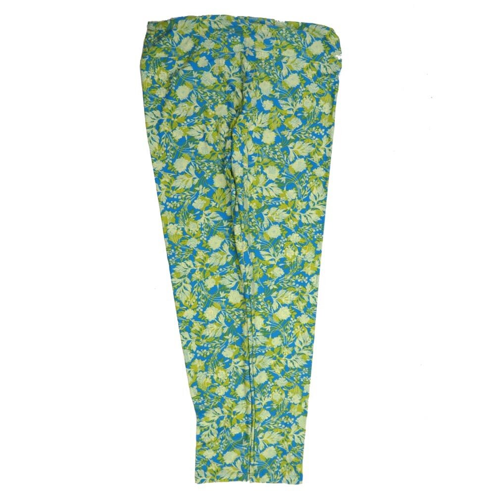 LuLaRoe Tall Curvy TC Floral Blue Green Buttery Soft Leggings fits Adult Women sizes 12-18  7076-D