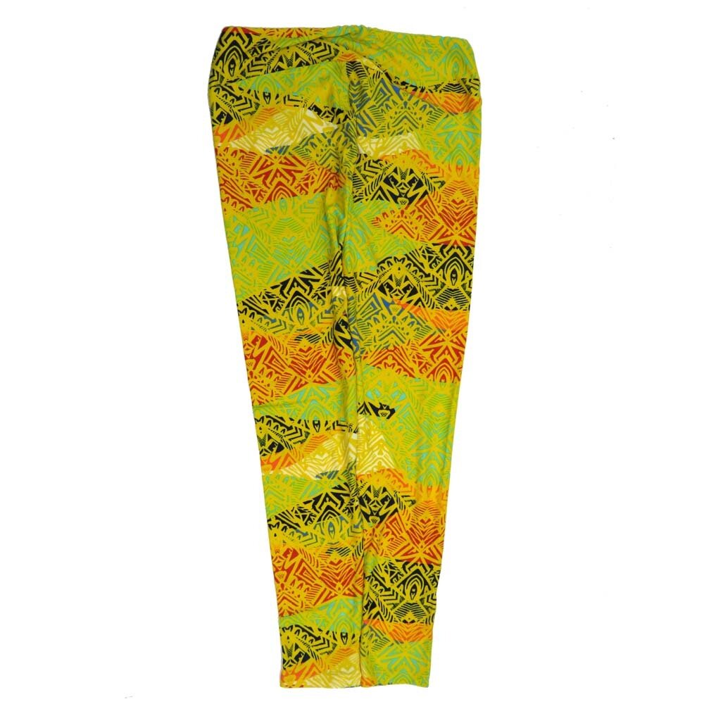 LuLaRoe Tall Curvy TC Geometric Yellow Black Green Buttery Soft Leggings fits Adult Women sizes 12-18  7076-X