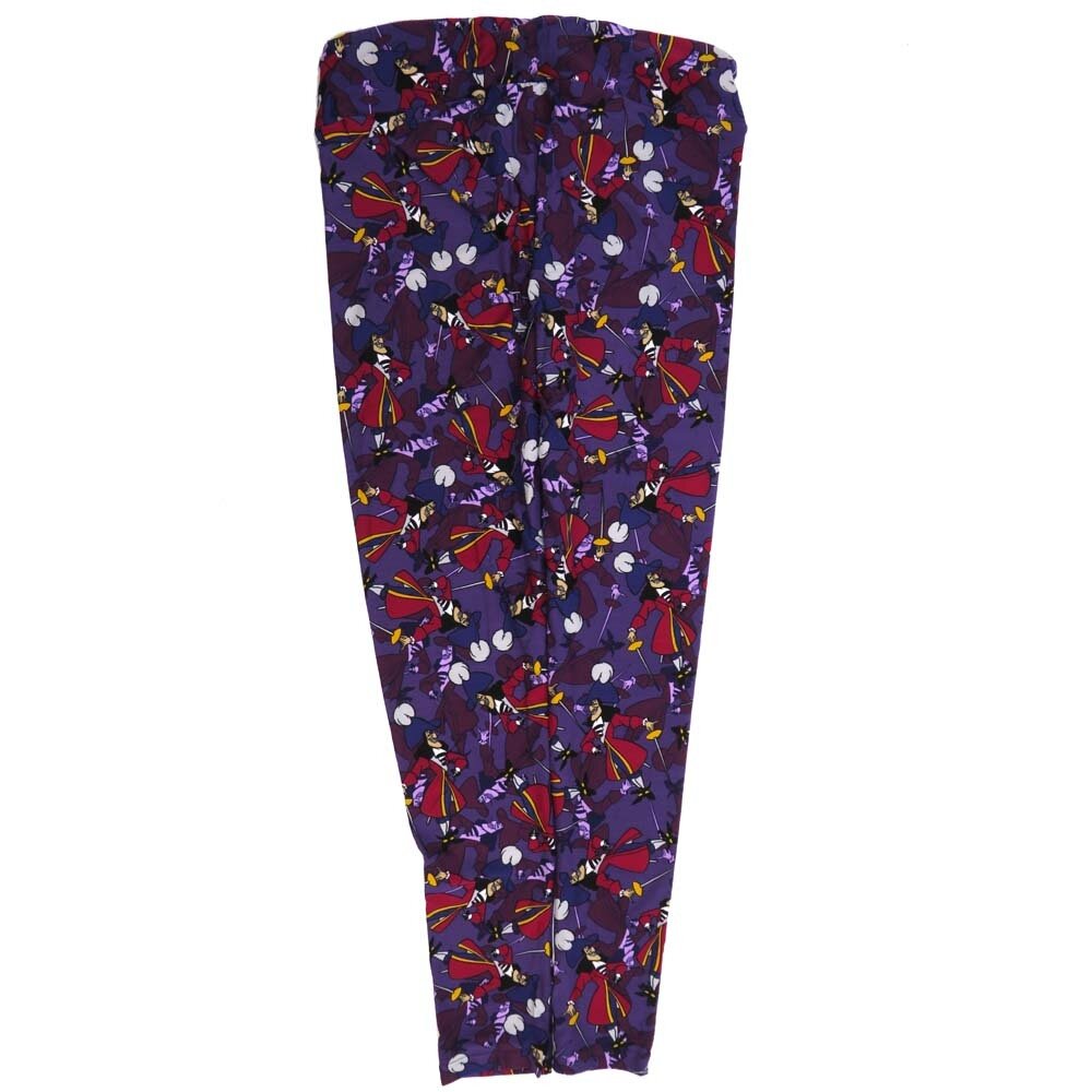 LuLaRoe Tall Curvy TC Disney Captain Hook from Peter Pan Purple Red Black Buttery Soft Leggings fits Adult Women sizes 12-18  7077-ZB