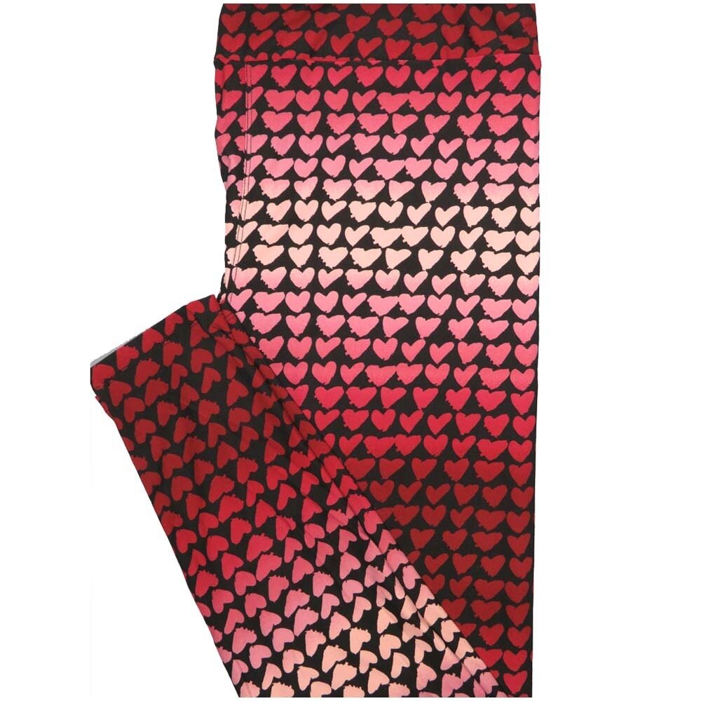LuLaRoe Tall Curvy TC Valentines Gradient Polka Dot Hearts Red Pink Black Buttery Soft Leggings fits Adult Women sizes 12-18