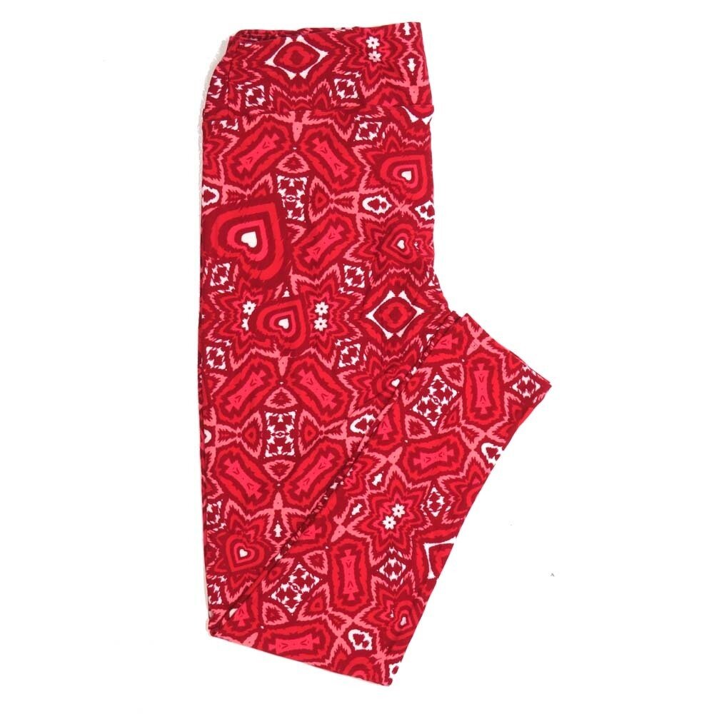 LuLaRoe Tall Curvy TC Valentines Hearts Trippy Red White Buttery Soft Leggings fits Adult Women sizes 12-18   TC-7389-C