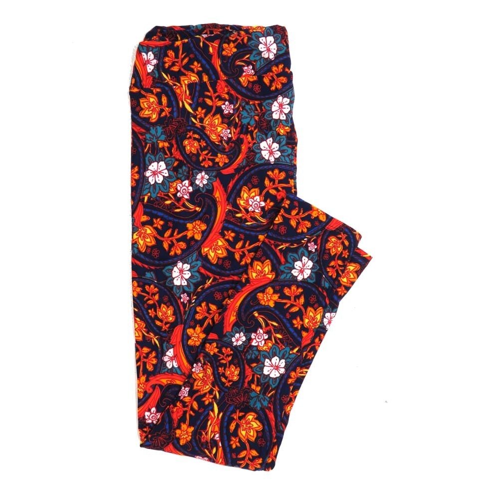 LuLaRoe Tall Curvy TC Paisley Floral Black Blue White Red Buttery Soft Leggings fits Adult Women sizes 12-18   TC-7389-S