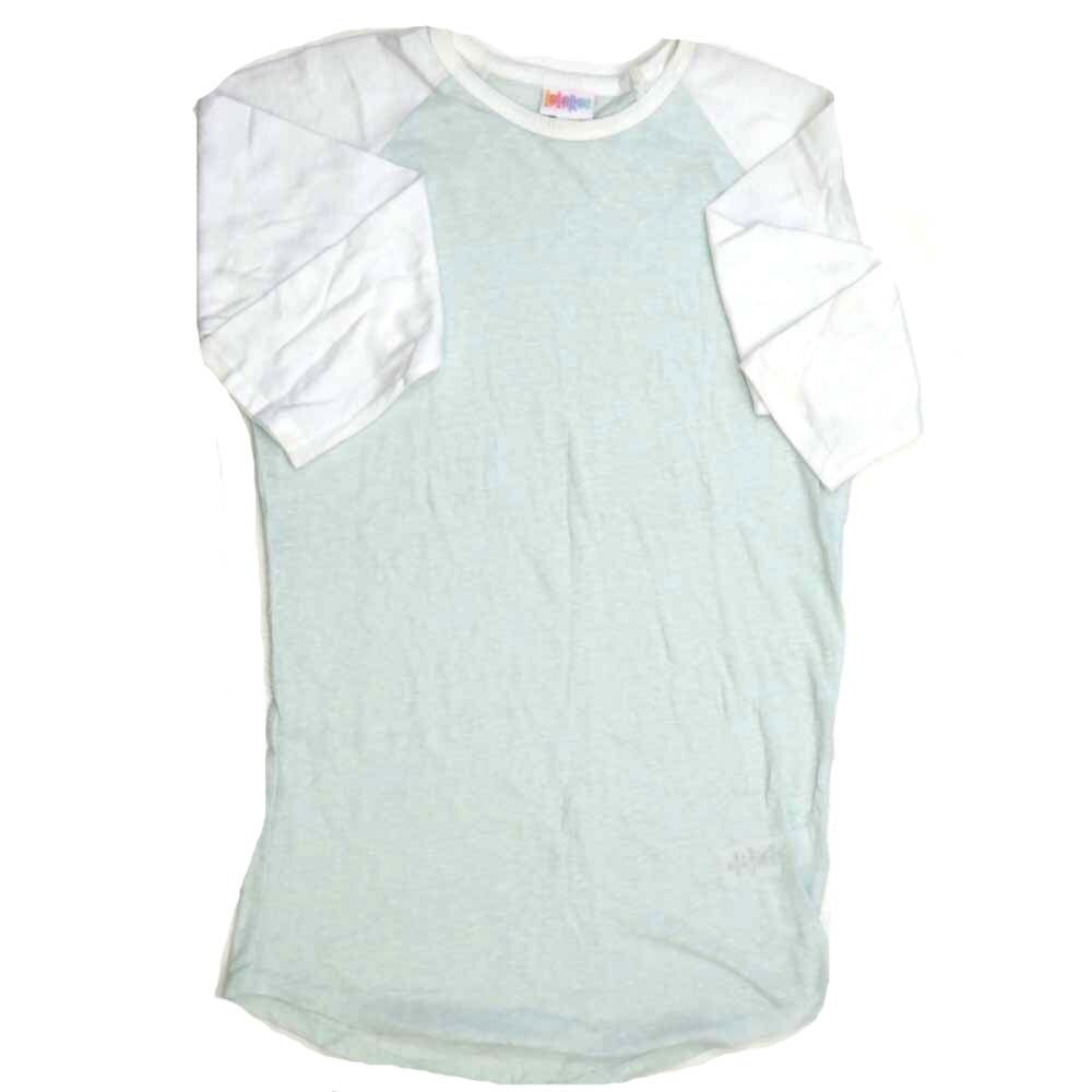 LuLaRoe RANDY b X-Small XS Solid Off Whtie with White Raglan Sleeve Unisex Baseball Tee Shirt XS fits 2-4