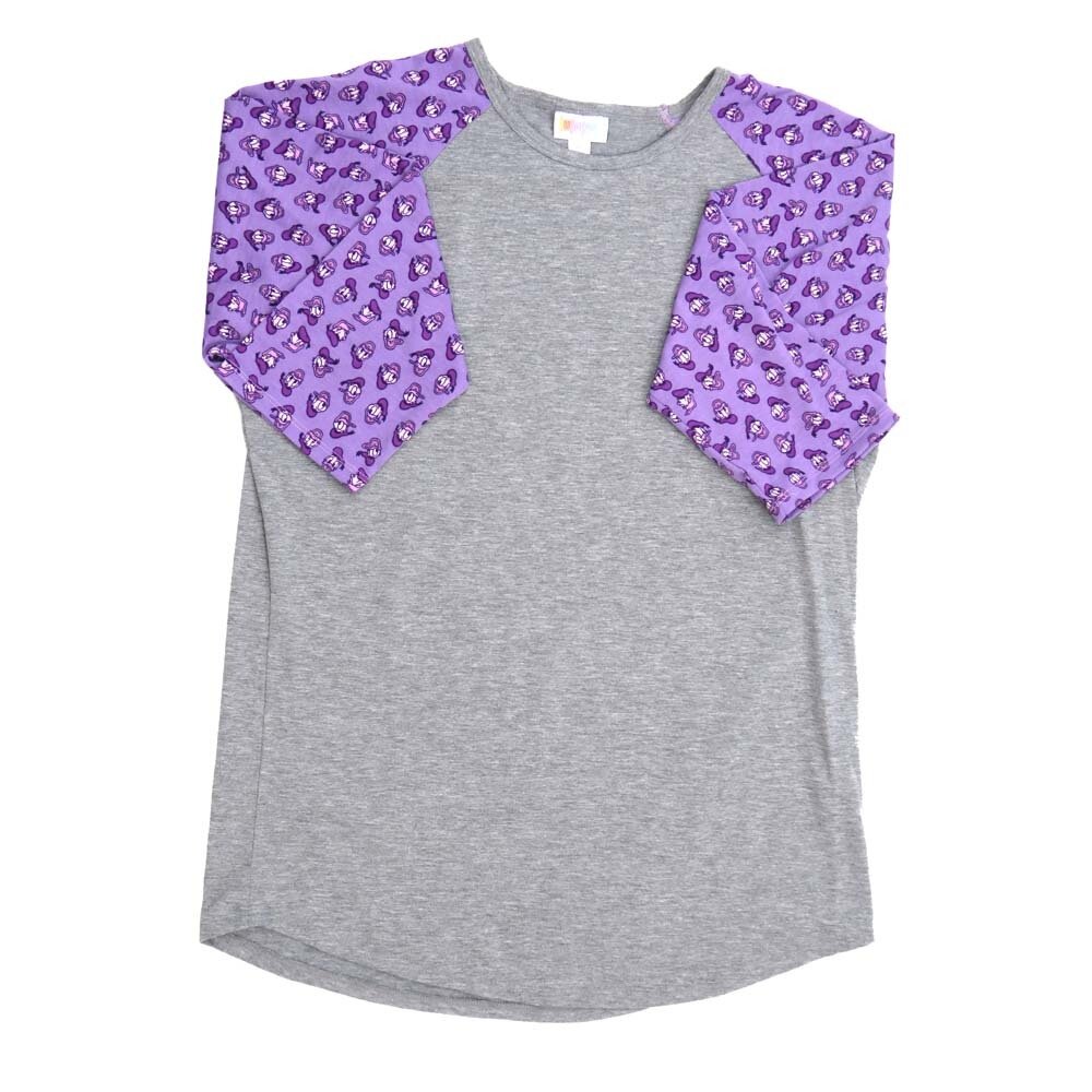 LuLaRoe RANDY e Large L Disney Donald Duck Blue Gray Raglan Sleeve Unisex Baseball Tee Shirt L fits 14-16